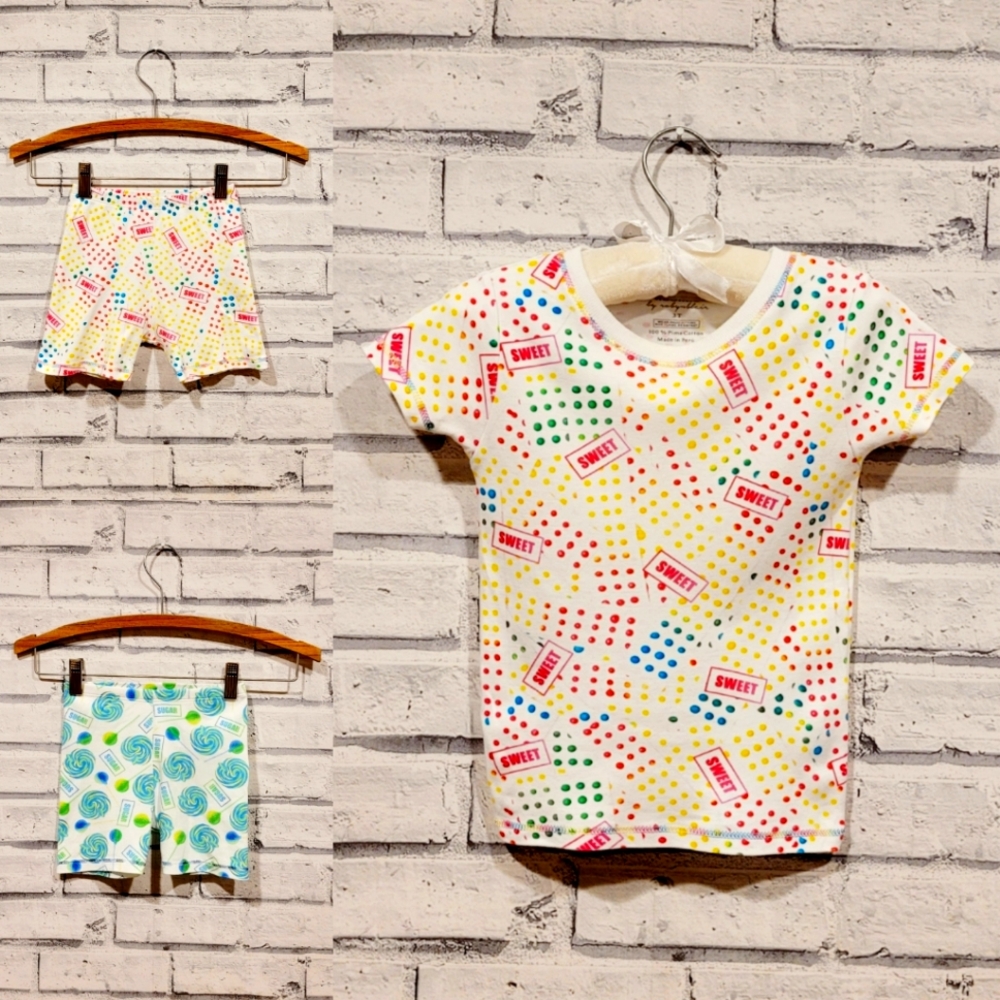 A set of 3 NOOMIE shorts+a shirt size 2-3 toddler girl or boy